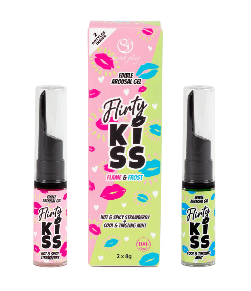 Gels pour Sexe Oral Fraise & Menthe  Flirty Kiss 2×8 gr Secret Play